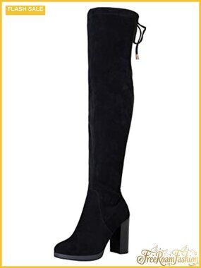 Faux Suede Thigh High Chunky Platform Over The Knee Boots
